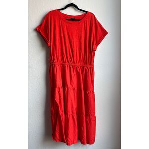 Talbots Dress Casual Coastal Tiered Women XL Red Short Sleeve‎ Maxi Lightweight